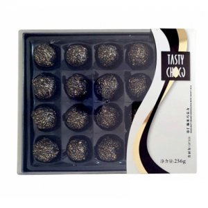 可味榛仁長方形黑底透明面塑盒巧克力256克20粒