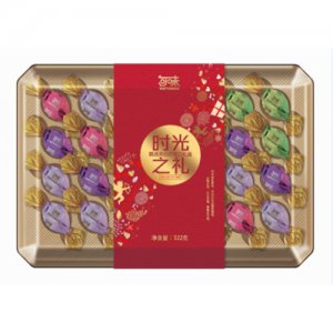 可味雙扭夾心球方形紅底透明面塑盒巧克力322克28粒