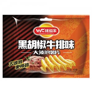 味溢家大波浪薯片黑胡椒牛排味40g
