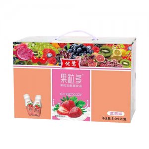 優(yōu)鷺果粒多果粒乳酸菌飲品草莓味310mlx12瓶