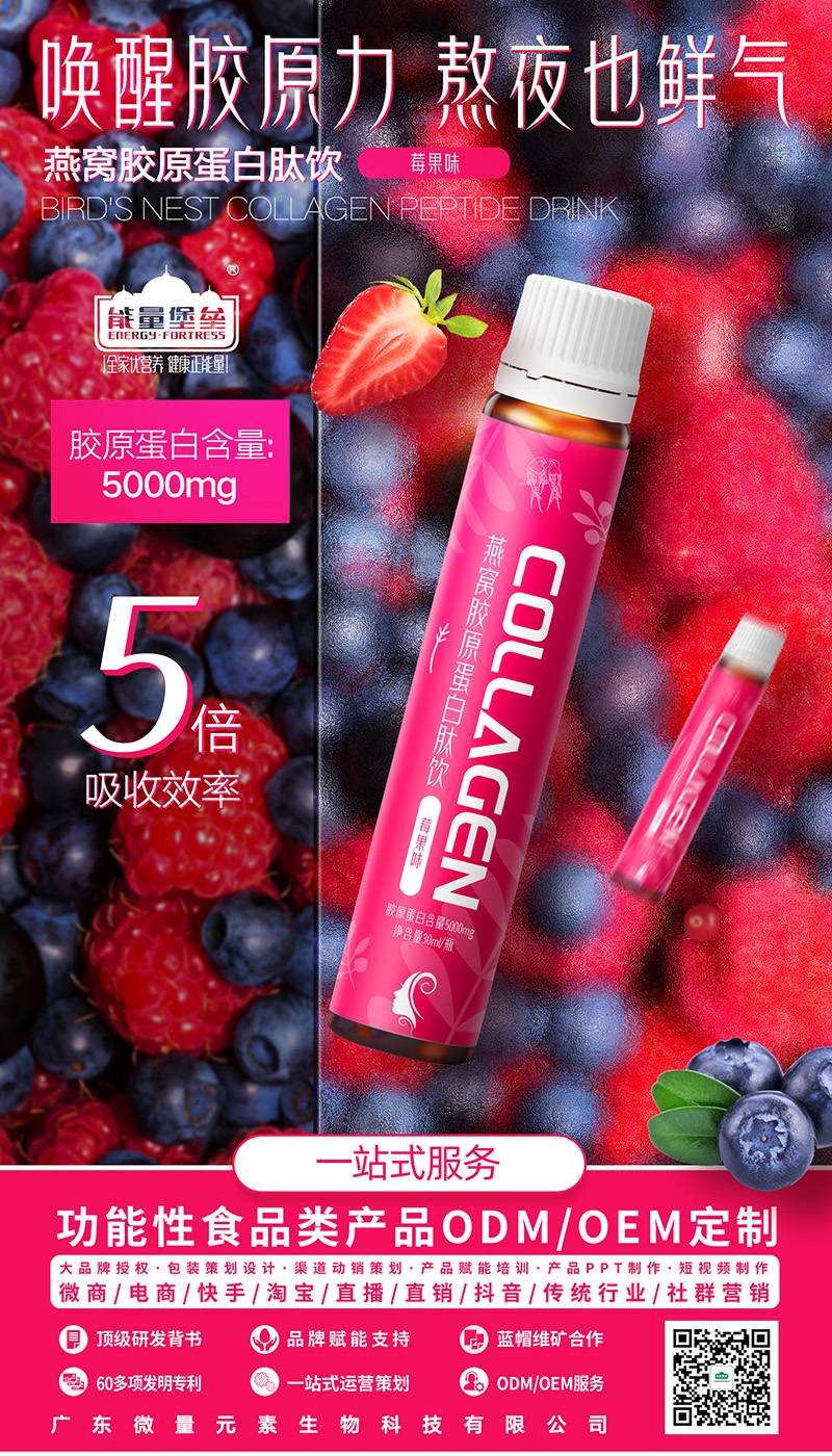 能量堡壘燕窩膠原蛋白肽飲代加工,全套一站式定制方案,省力又省心