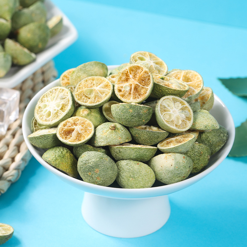 廠家供應 凍干青金桔切半 網紅沖泡金桔檸檬百香果茶原料青金桔干.jpg