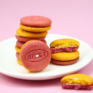 廠家定做盒裝雙色馬卡龍夾心餅干可貼牌代加工貼牌OEM/ODM