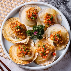 6枚300g半成品菜食材海鮮蒜蓉粉絲扇貝貼牌OEM/ODM