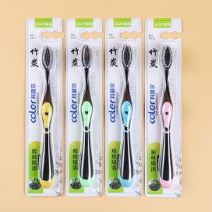 單支成人軟毛竹炭牙刷貼牌OEM/ODM