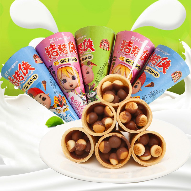 豬豬俠巧克力味小饅頭脆筒代加工貼牌OEM/ODM