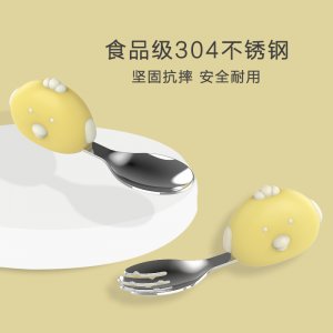 兒童短柄不銹鋼叉勺套裝 貼牌OEM/ODM