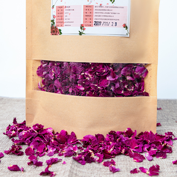 平陰食用重瓣紅玫瑰干花瓣OEM代加工