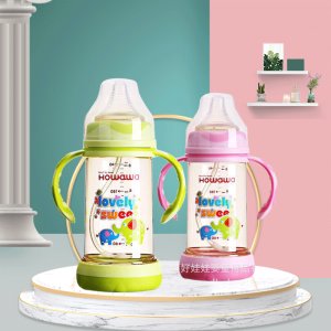 好娃娃 寬口徑防脹氣自動(dòng)奶瓶新生兒防摔兒童奶瓶240m貼牌OEM/ODM
