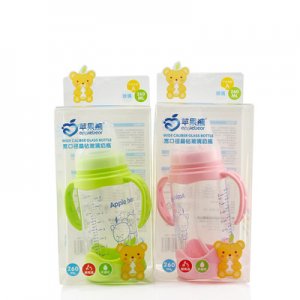 蘋果熊新生兒手柄寬口奶瓶OEM代加工