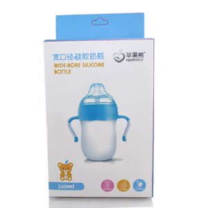 蘋果熊帶柄超寬口奶瓶貼牌定制代加工