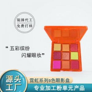 跨境彩妝霓虹系列九宮格眼影盤OEM/ODM代加工