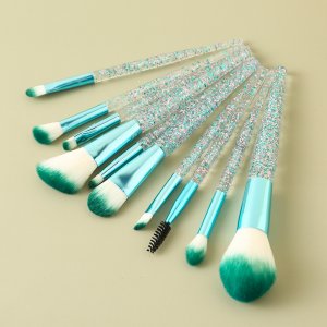 10支水晶柄流沙液體化妝刷貼牌OEM/ODM