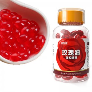 江貝健玫瑰油凝膠糖果貼牌定制食用軟膠囊糖果玫瑰油60粒瓶裝一站式貼牌代加工