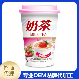 草莓味奶茶oem代工 即飲沖飲下午茶休閑零食飲品批發貨源