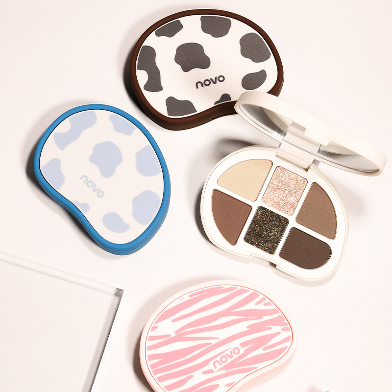 NOVO趣致玩味六色眼影啞光珠光細閃臥蠶提亮日常大地色平價眼影盤OEM代加工