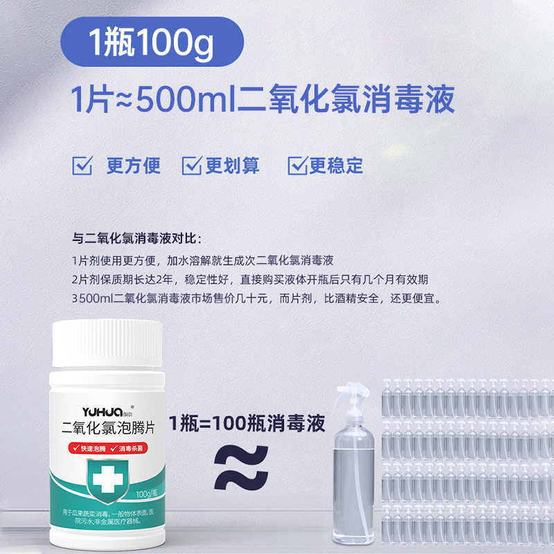 二氧化氯消毒片家用殺菌噴霧次氯酸液泡騰片寵物魚缸次氯酸消毒片OEM代工廠