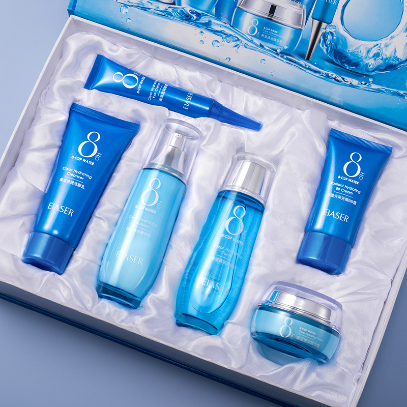 伊夏秋冬八杯水保濕滋潤(rùn)補(bǔ)水提靚膚色面部護(hù)膚六件套OEM代加工