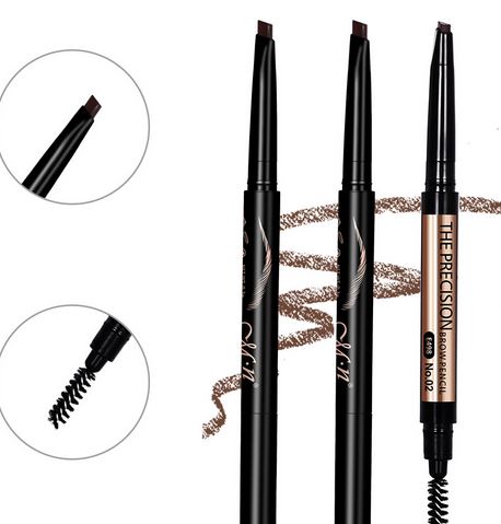 MENOW美諾女神3色自動旋轉眉筆不暈染三角雙頭防水眉筆OEM代加工