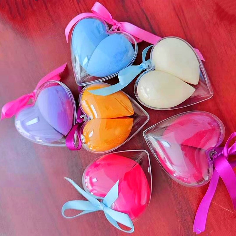 愛(ài)心絲帶盒包裝水滴斜切粉撲OEM代工廠