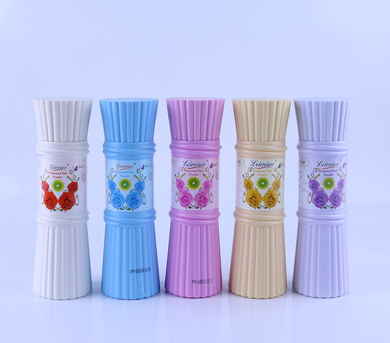 英文花香止癢干爽爽身粉女士嬰兒護膚香體痱子粉250克喇叭小蠻腰OEM代加工