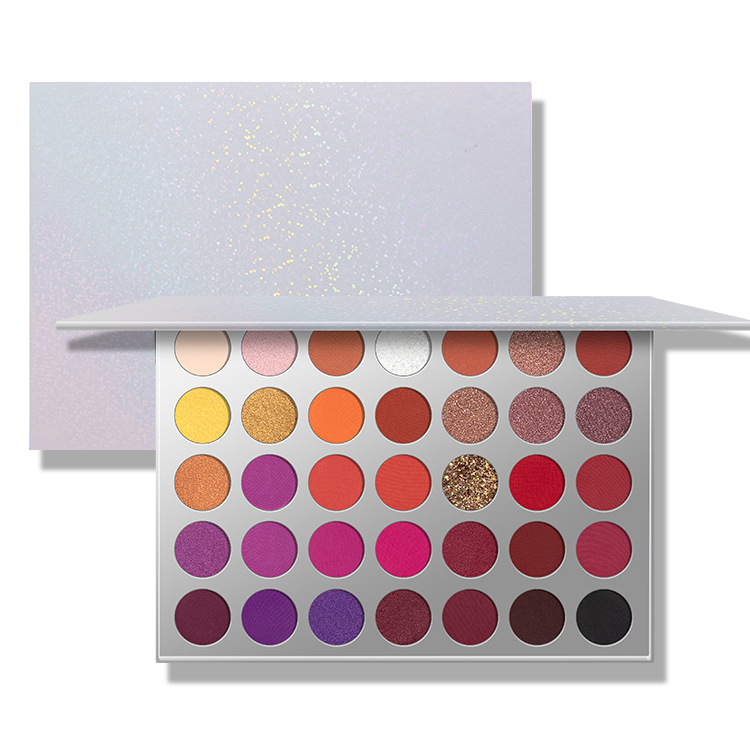 跨境新品 35色銀色紙板鐵盤眼影珠光啞光金蔥彩妝盤 優質現貨OEM代加工