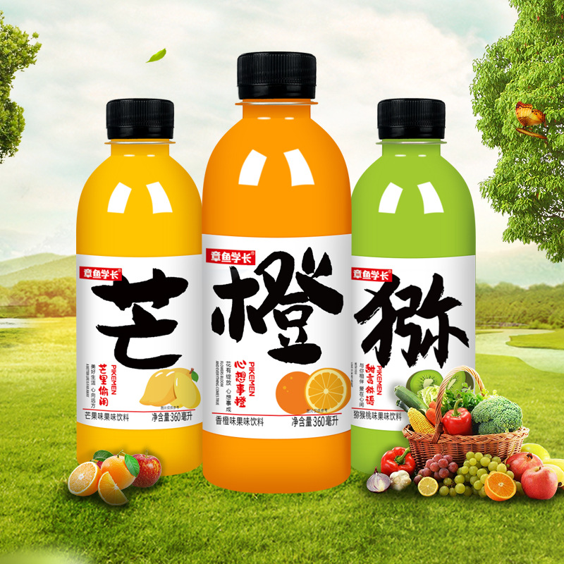 果味飲料大量批發360ml瓶裝整箱汁芒果味酸梅湯飲品商超OEM代加工