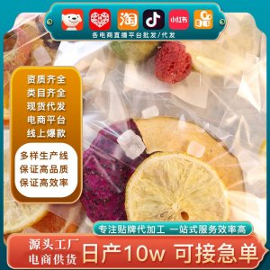 直播帶貨代發網紅水果茶 批發凍干火龍果橙子青桔檸檬咸檸話梅茶