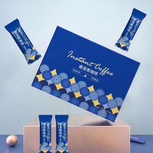 黑咖啡小藍盒定批發白蕓豆速溶黑咖啡0脂0糖制美好回憶廠家代加工