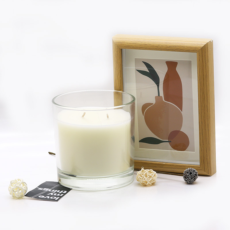 跨境玻璃杯白色香薰蠟燭臥室擴香香氛伴手禮植物精油無煙蠟燭